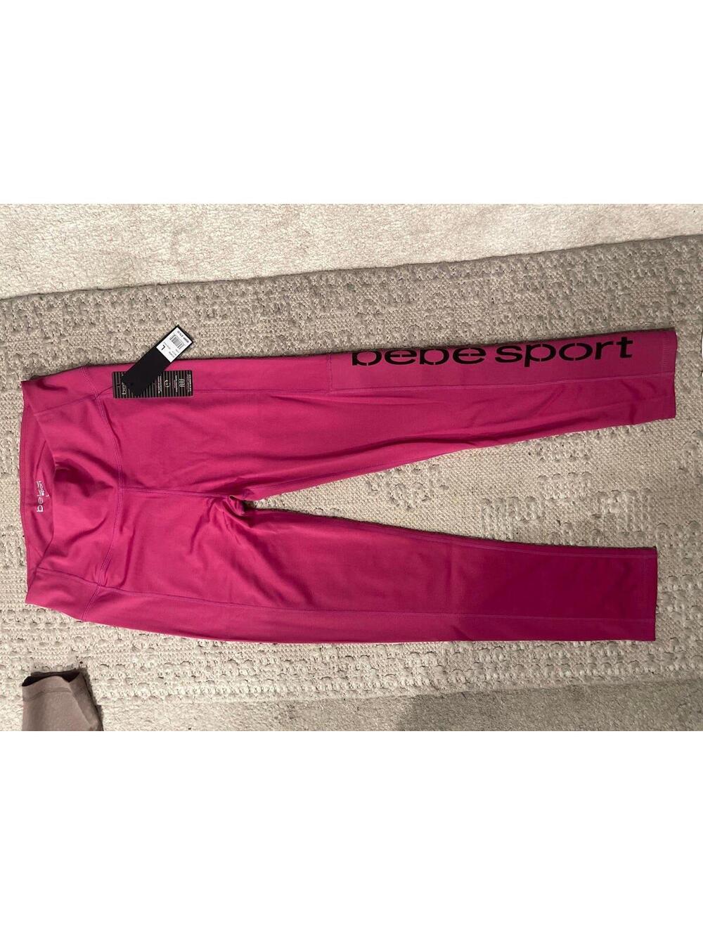 New Bebe Sport Pants Tights Workout Leggings Size L NWT!